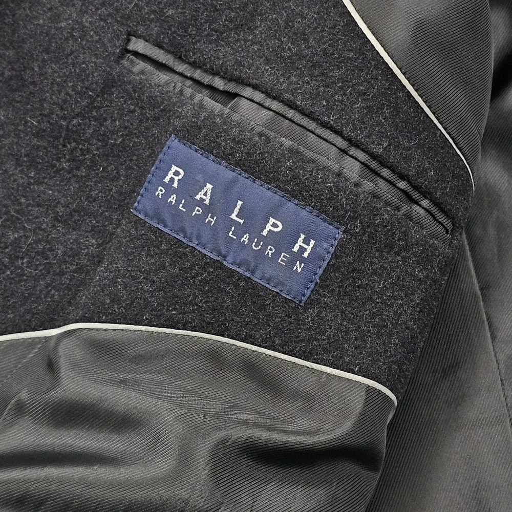 Ralph Lauren Corso Overcoat Mens Large Charcoal Grey Wool Blend Academia Classic